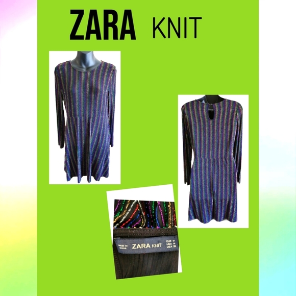 ZARA KNIT Dresses & Skirts - ZARA KNIT MULTI-COLORED METALLIC THREADS DESIGNER DRESS SIZE M